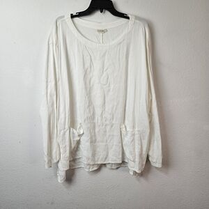 Kleen Linen Off White Top Tunic Size Large Relaxed Lagenlook
